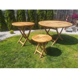 Stół ogrodowy okrągły Andir składany - 120/75 cm Teak