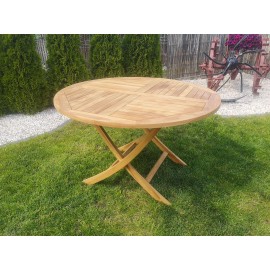 Stół ogrodowy okrągły Andir składany - 120/75 cm Teak