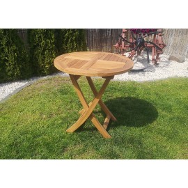 Stół ogrodowy okrągły Andir składany - 70/75 cm Teak