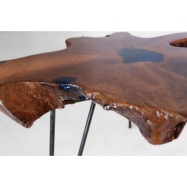 Coffee table teakwood with resin