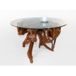 Teak root coffee table with 90 cm glass top