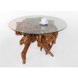 Teak root coffee table with 90 cm glass top