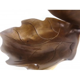 A bowl with a leaf-shaped tray, Suar wood