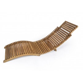 Folding deck sun lounger Wave, teak