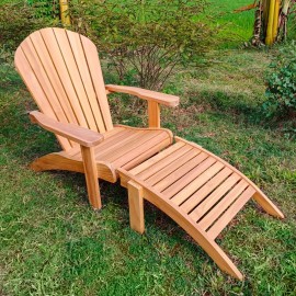 Garden armchair Adirondack with footstool, teakwood