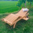 Deck sun lounger with double regulation, teak