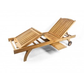 Deck sun lounger with double regulation, teak