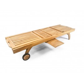 Deck sun lounger with double regulation, teak