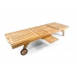 Deck sun lounger with double regulation, teak