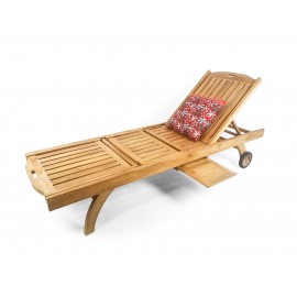 Deck sun lounger with double regulation, teak