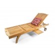 Deck sun lounger with double regulation, teak