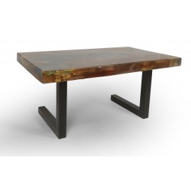 Coffe table made of recycled teak wood and epoxy resin