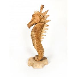 Sculpture seahorse, teak wood, XL size