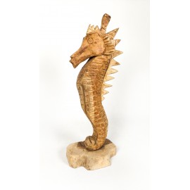 Sculpture seahorse, teak wood, XL size