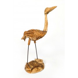 Crane - teak wood carving, M-size