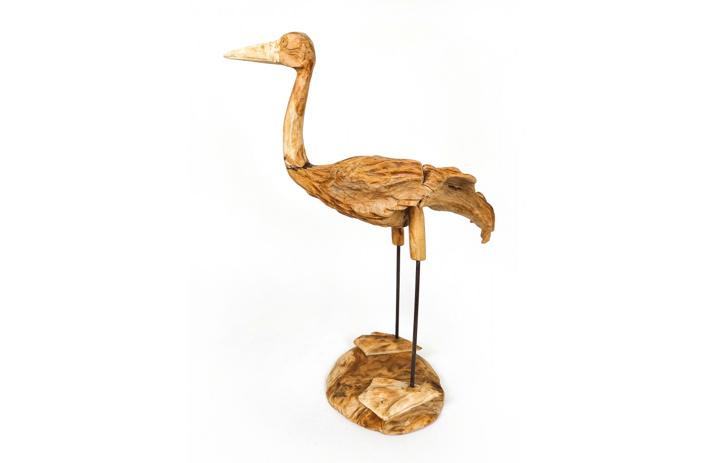 Crane - teak wood carving, M-size