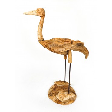 Crane - teak wood carving,...