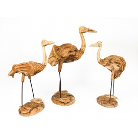 Crane - teak wood carving, M-size