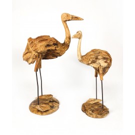 Crane - teak wood carving, L-size