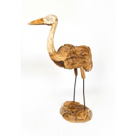 Crane - teak wood carving, L-size