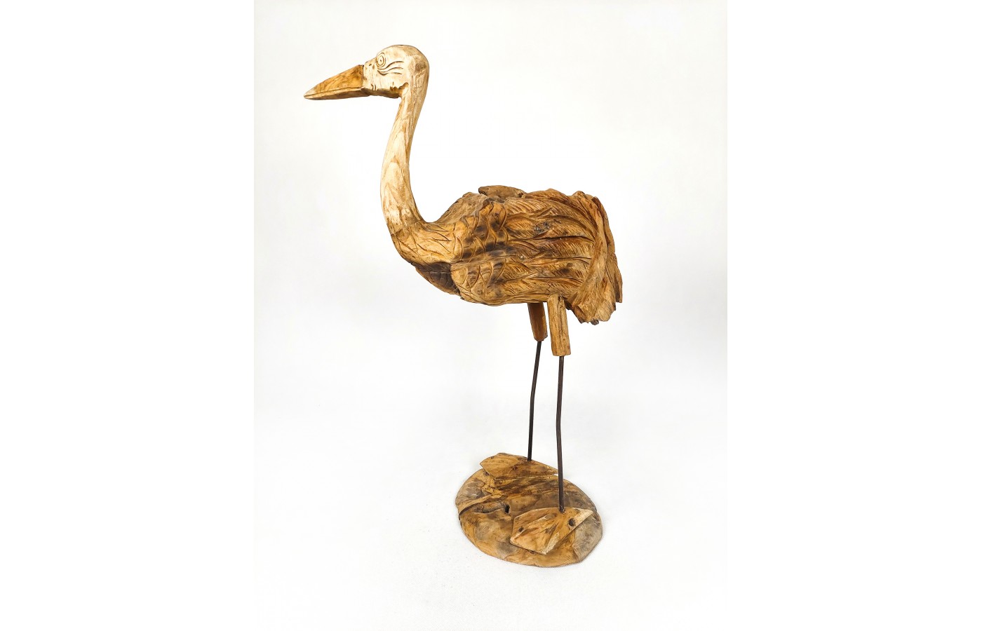 Crane - teak wood carving, L-size