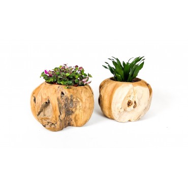 A hand-carved flower pot...