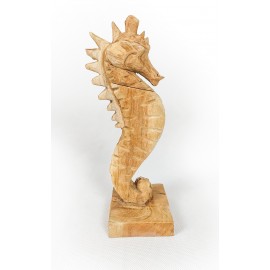 Sculpture seahorse, teak wood, S size