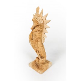 Sculpture seahorse, teak wood, M size