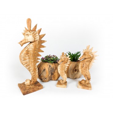 Sculpture seahorse, teak...