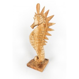 Sculpture seahorse, teak wood, L size