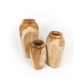 Vase, garden pot Amfora L made of teak wood