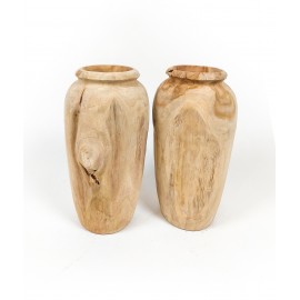 Vase, garden pot Amfora M made of teak wood