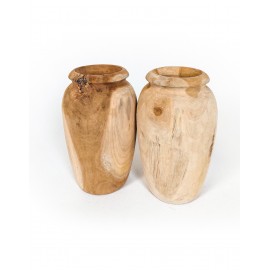 Vase, garden pot Amfora S made of teak wood