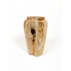 Vase, garden pot Stamnos S made of teak wood