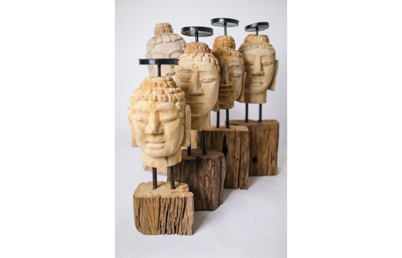 Budda - Świecznik - ręcznie rzeźbiony, Głowa Buddy S Budda - Świecznik - ręcznie rzeźbiony, Głowa Buddy S