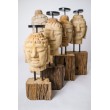 Candlestick - hand carved in teak wood, Buddha head S.