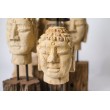 Candlestick - hand carved in teak wood, Buddha head S.