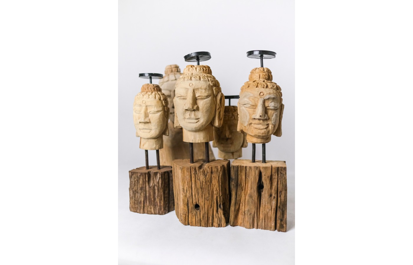 Budda - Świecznik - ręcznie rzeźbiony, Głowa Buddy L Budda - Świecznik - ręcznie rzeźbiony, Głowa Buddy L