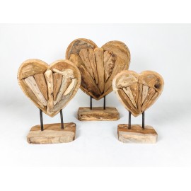 Sculpture "Hart" S, recovered wood teak