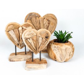 Sculpture "Hart" S, recovered wood teak