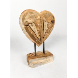 Sculpture "Hart" S, recovered wood teak