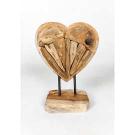 Sculpture "Hart" S, recovered wood teak