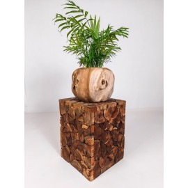 Teak mosaic stool