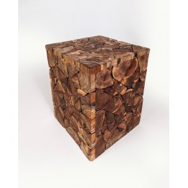 Teak mosaic stool