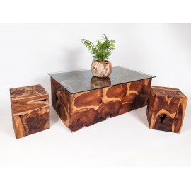 Modern teak coffee table