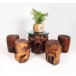 Furniture set made from massive teak trunk