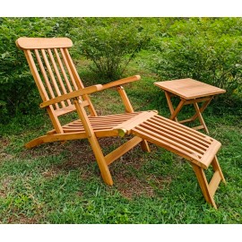 Folding garden sun lounger, teak