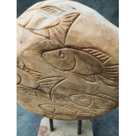 Balinese Fish Sculpture, teak wood