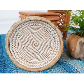 Tribal, carved decorative plate, teak wood  teak wood 40 cm