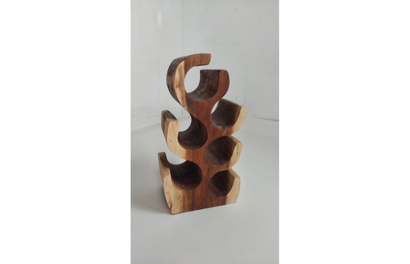 outlet Wine rack made of exotic wood for 6 bottles, Suar